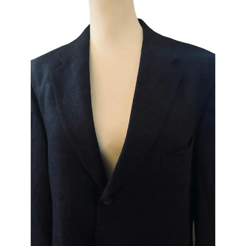 Tommy Hilfiger Three Button 100% Wool Blazer, Charcoal Tweed Detail, 44 Long